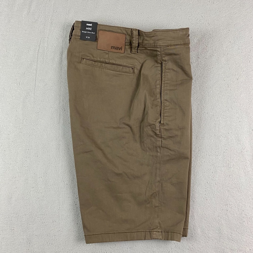 Mavi Mens Mike Chino Shorts 34 Relaxed Mid Rise Stretch Brown morel twill 11"